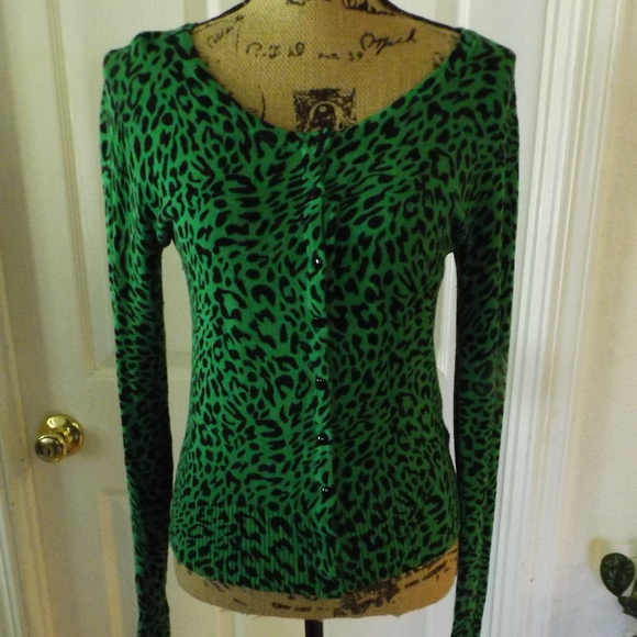green leopard cardigan